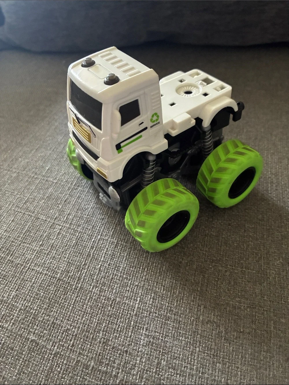White and Green Monster Truck Toy for Kids